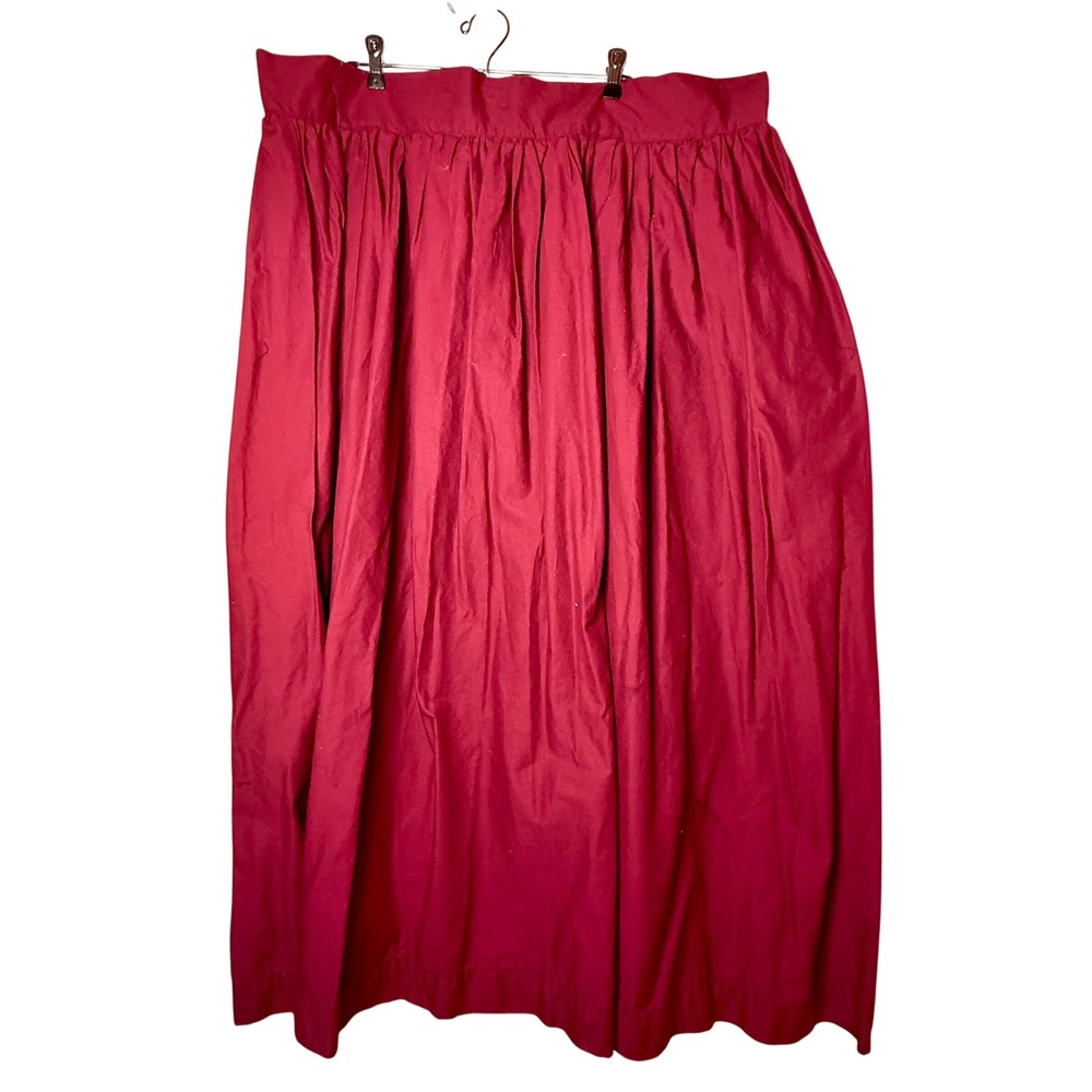 Red Cotton Lace Up Maxi Skirt S Renaissance Faire Cottagecore Costume Pirate